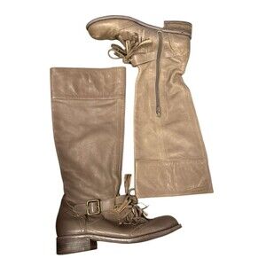 Anthropologie Lucky Penny Dawn Taupe Leather Tall Boots Womens Size 7 B